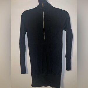 TORY BURCH 1/2 Zip Wool Cashmere Sweater with Gold Hardware Sz XS Winter Warm B